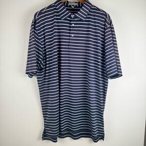 Peter Millar Summer Comfort Navy and White Striped Polo XL